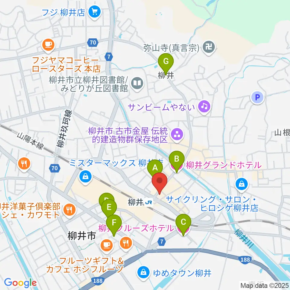 ふちだ楽器店 柳井音楽センター周辺のホテル一覧地図