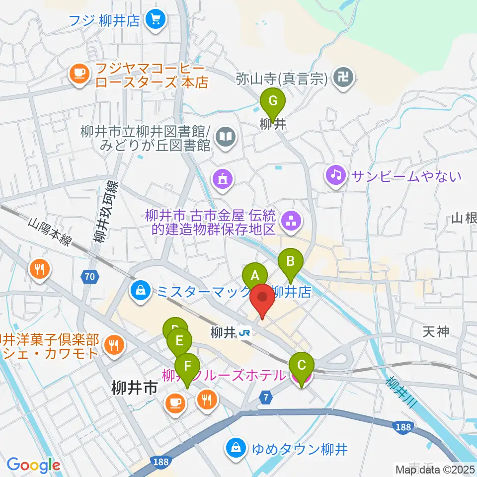 ふちだ楽器店 柳井音楽センター周辺のホテル一覧地図