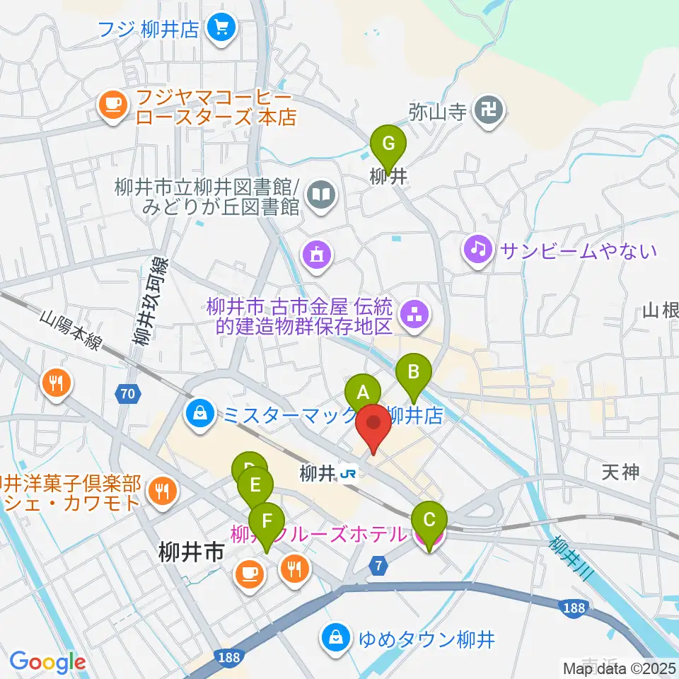 ふちだ楽器店 柳井音楽センター周辺のホテル一覧地図