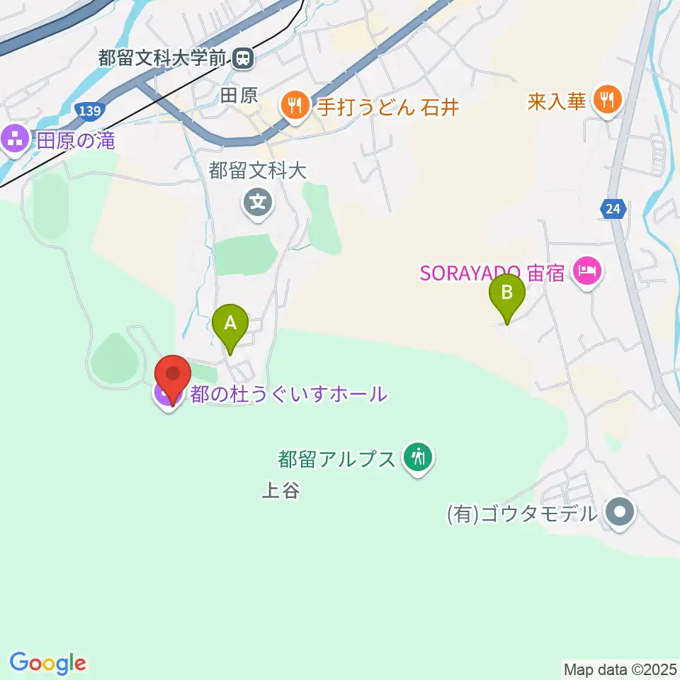 都の杜うぐいすホール周辺のホテル一覧地図