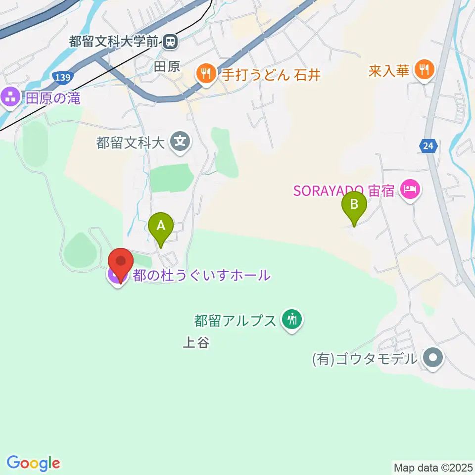 都の杜うぐいすホール周辺のホテル一覧地図