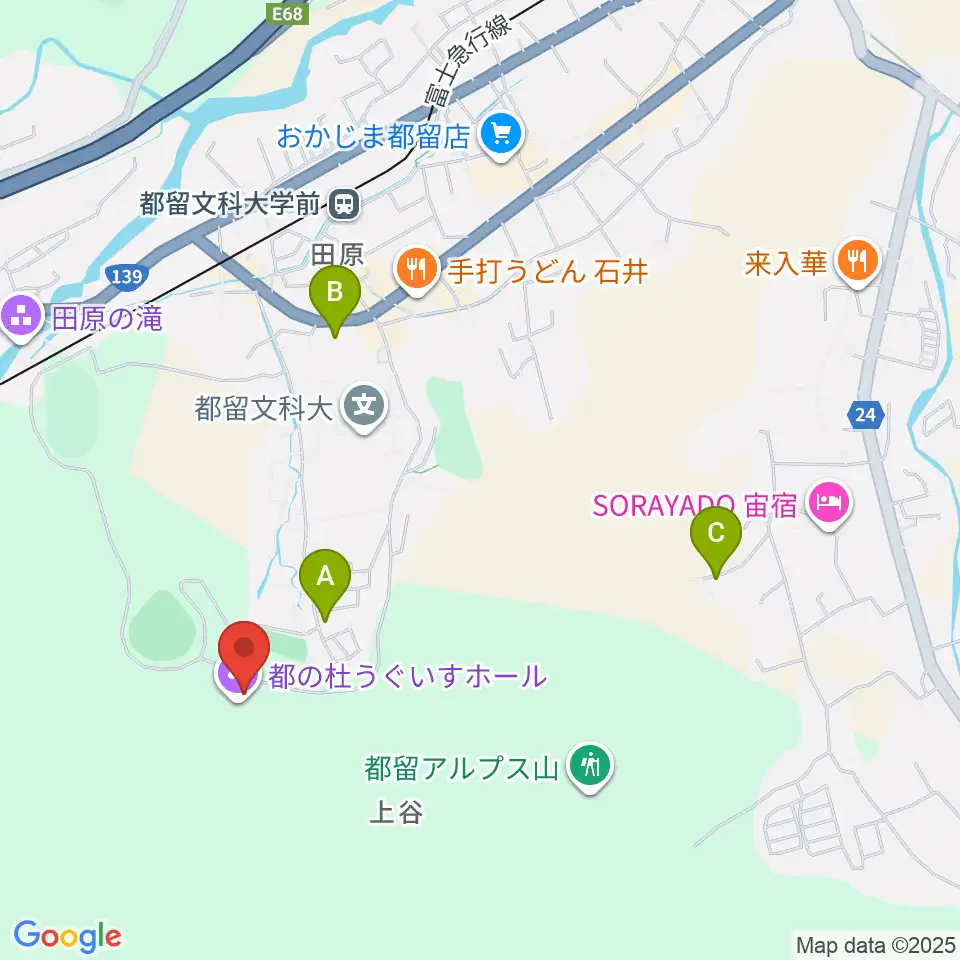 都の杜うぐいすホール周辺のホテル一覧地図