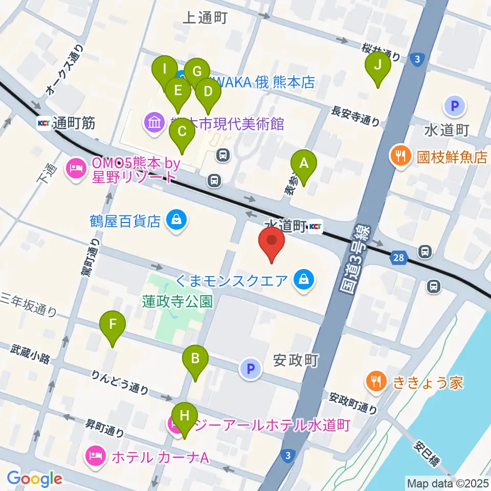 鶴屋ホール周辺のホテル一覧地図