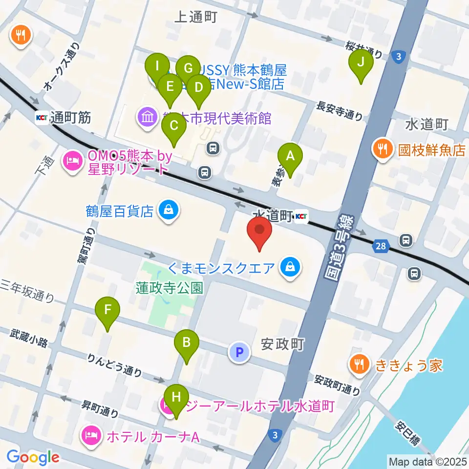 鶴屋ホール周辺のホテル一覧地図