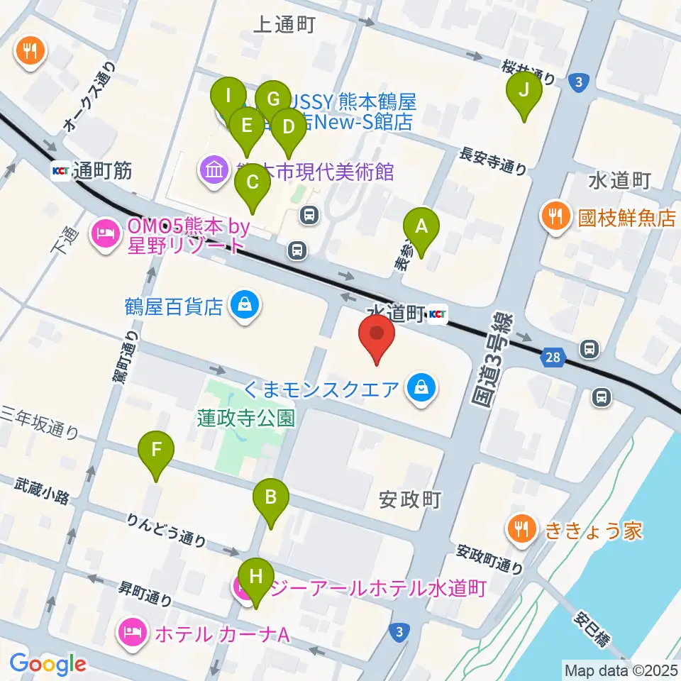 鶴屋ホール周辺のホテル一覧地図