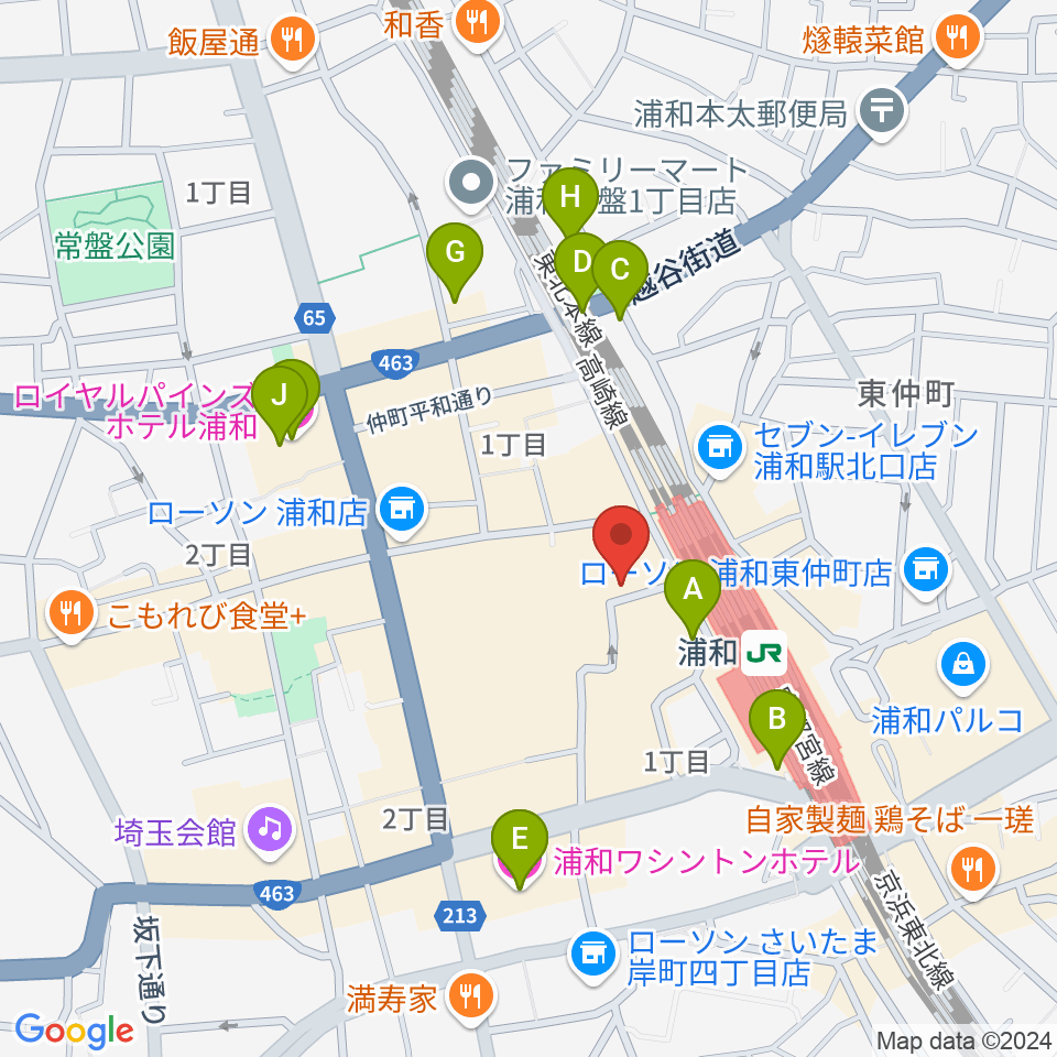 柏屋楽器 浦和ミュージックプラザ周辺のホテル一覧地図