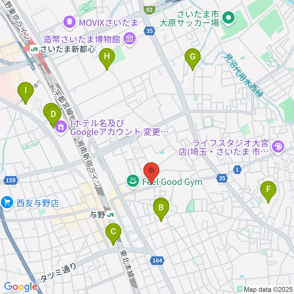 柏屋楽器 木崎ミュージックセンター周辺のホテル一覧地図