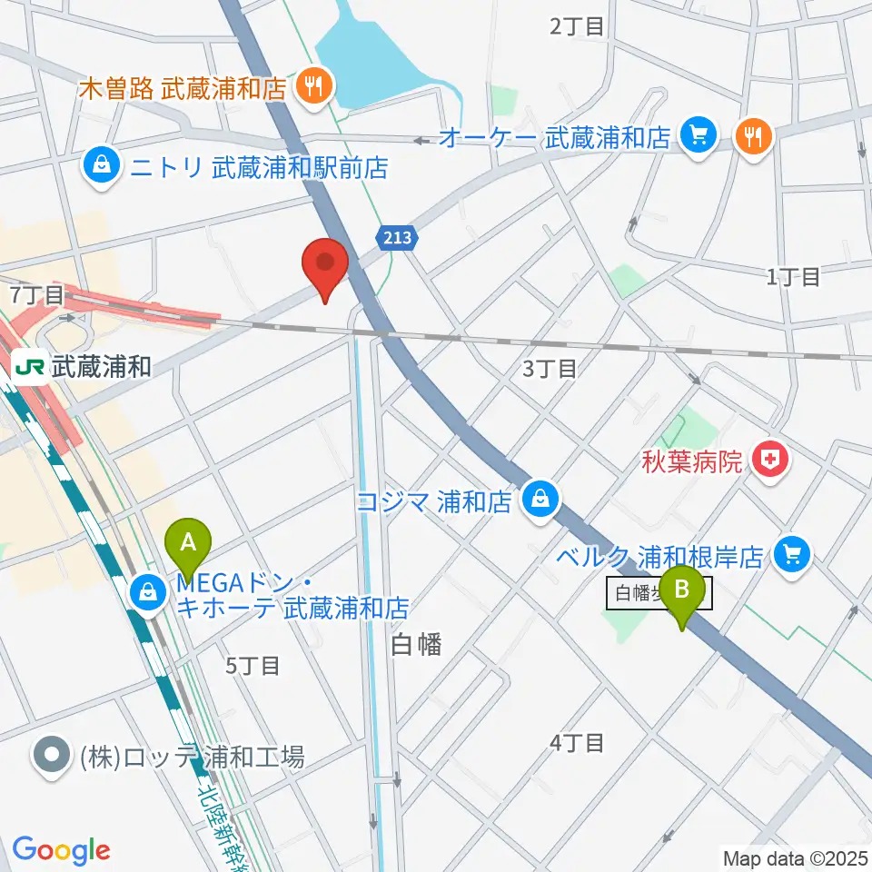 柏屋楽器 武蔵浦和ミュージックセンター周辺のホテル一覧地図