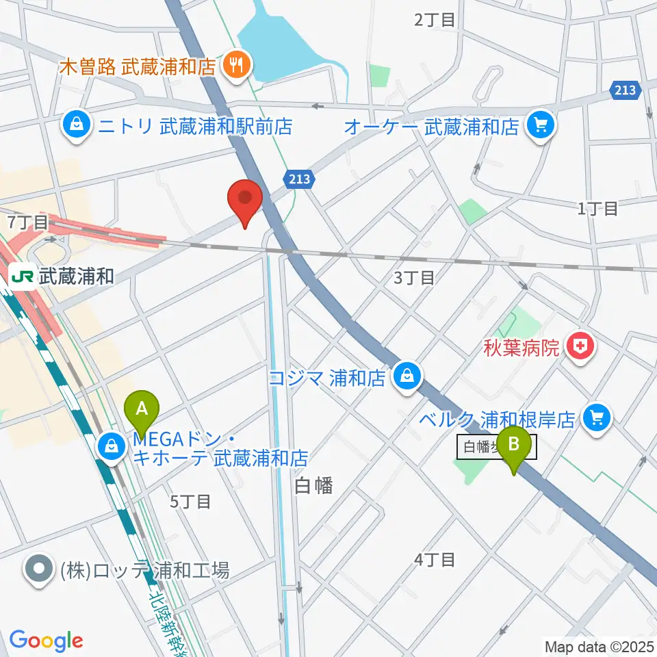 柏屋楽器 武蔵浦和ミュージックセンター周辺のホテル一覧地図