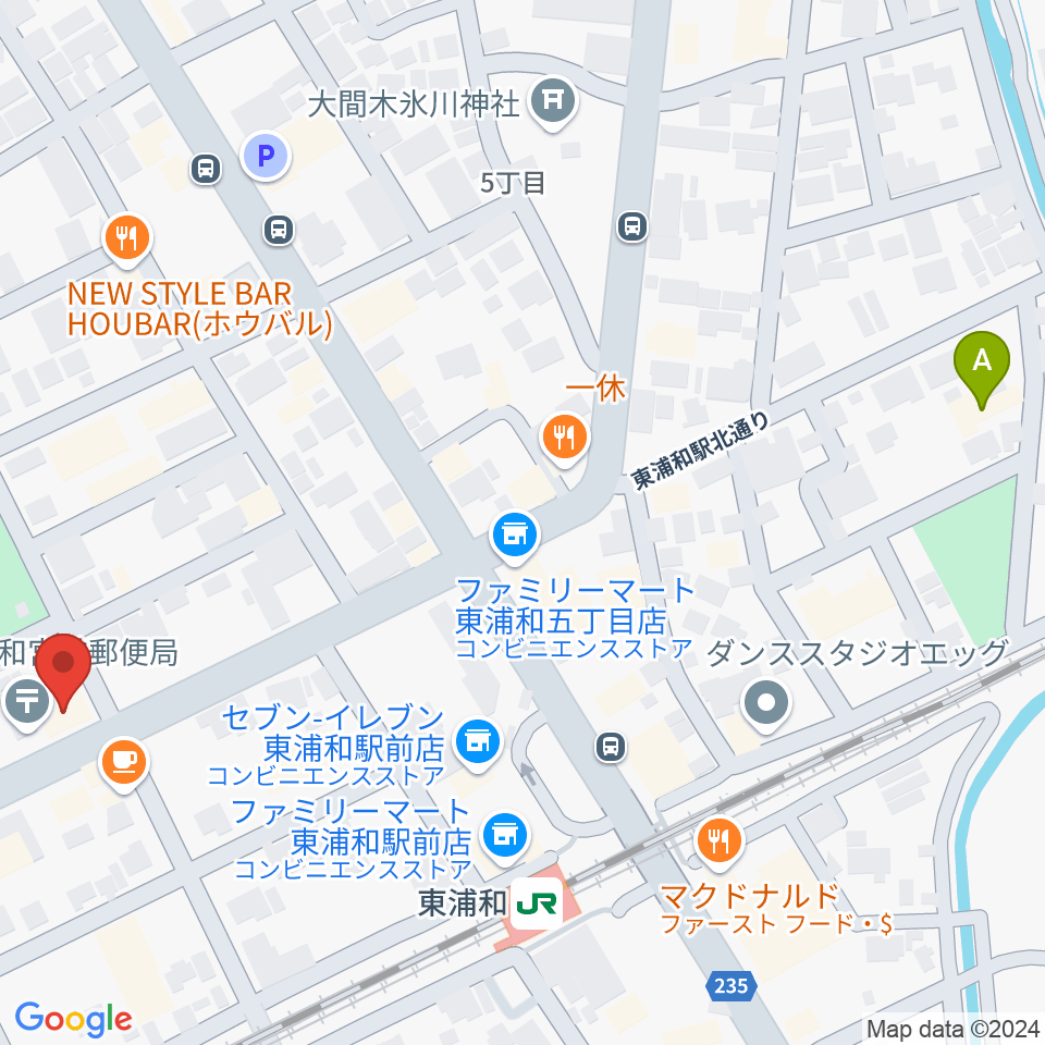 柏屋楽器 東浦和ミュージックセンター周辺のホテル一覧地図