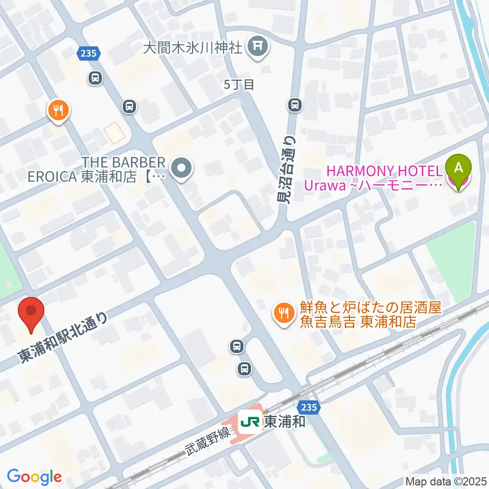 柏屋楽器 東浦和ミュージックセンター周辺のホテル一覧地図