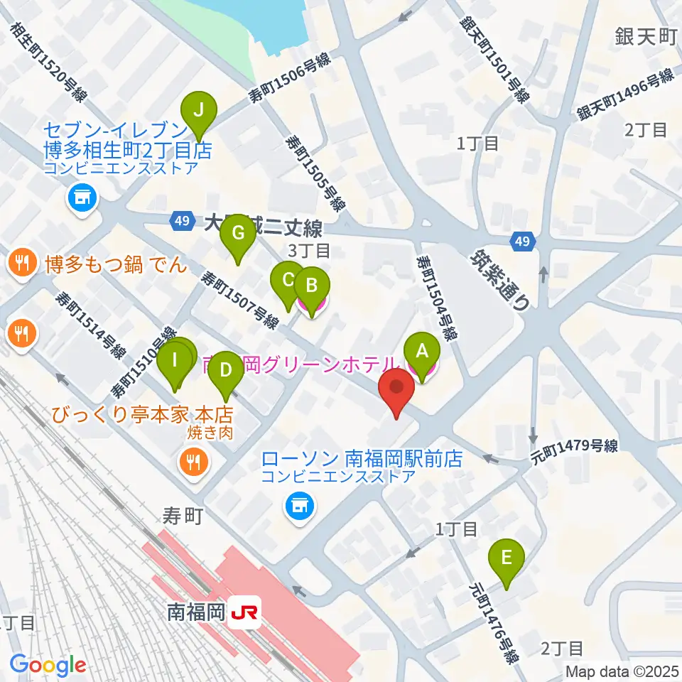 フカノ楽器店 南福岡ピアノ教室周辺のホテル一覧地図