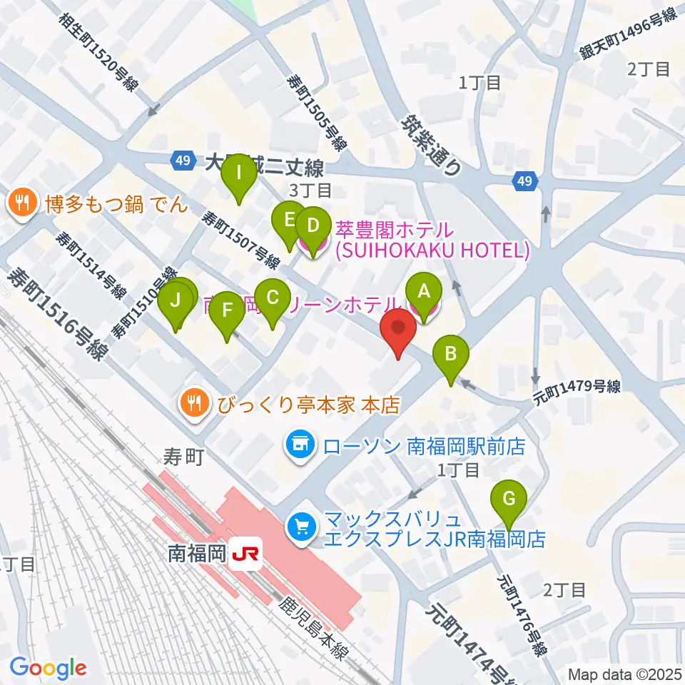 フカノ楽器店 南福岡ピアノ教室周辺のホテル一覧地図