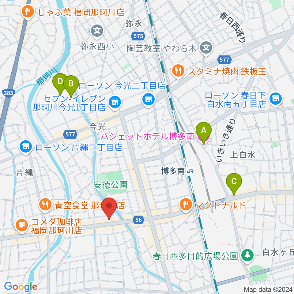 フカノ楽器店 那珂川ピアノ教室周辺のホテル一覧地図