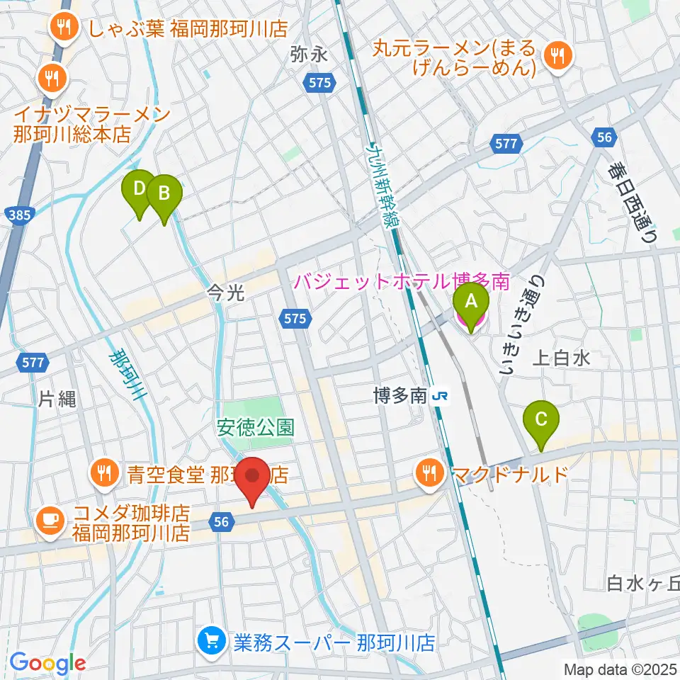 フカノ楽器店 那珂川ピアノ教室周辺のホテル一覧地図