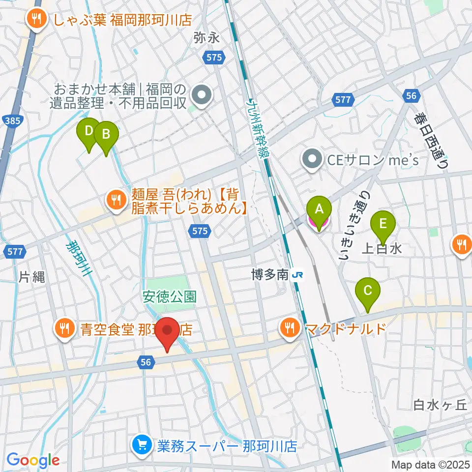 フカノ楽器店 那珂川ピアノ教室周辺のホテル一覧地図