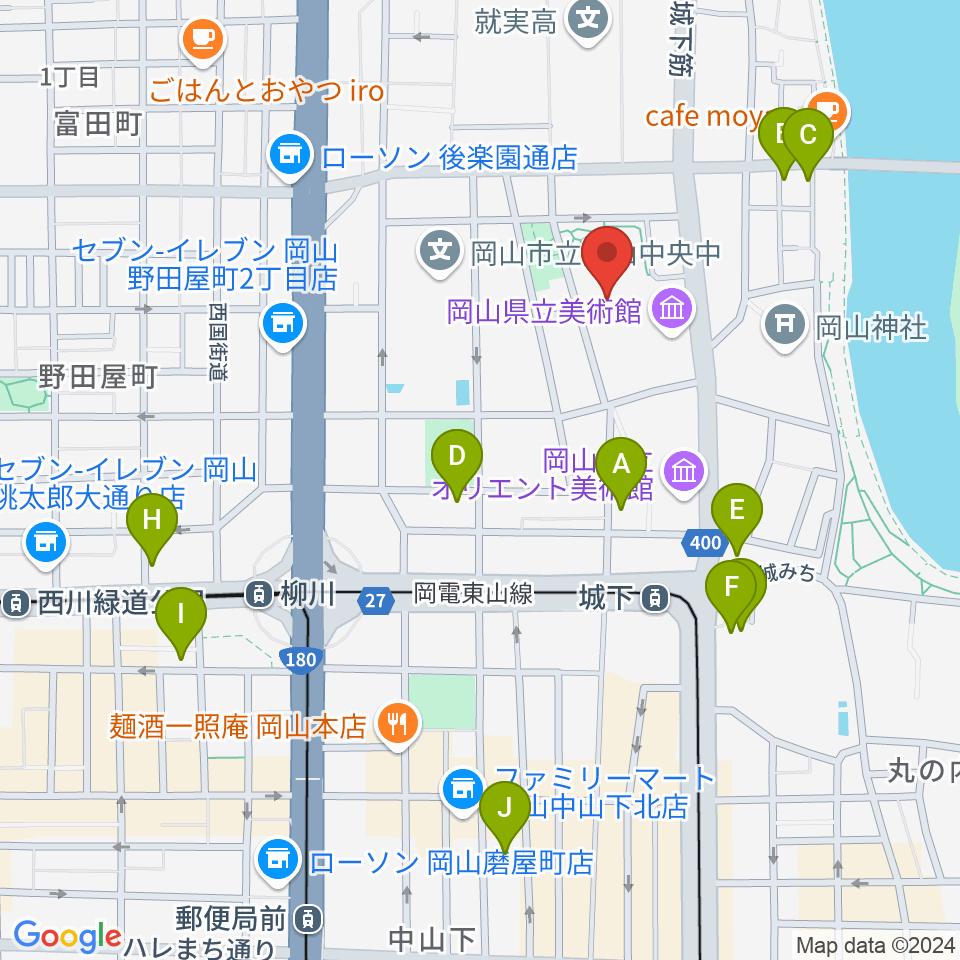 岡山県天神山文化プラザ周辺のホテル一覧地図