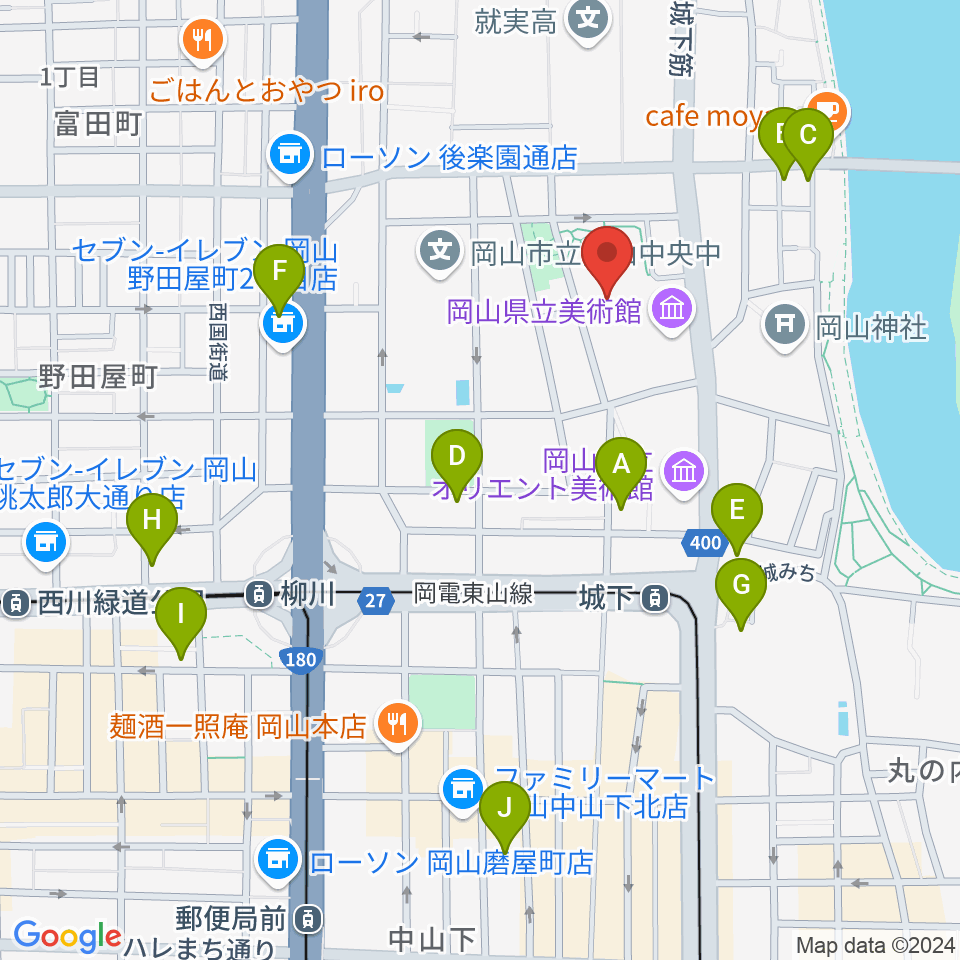 岡山県天神山文化プラザ周辺のホテル一覧地図