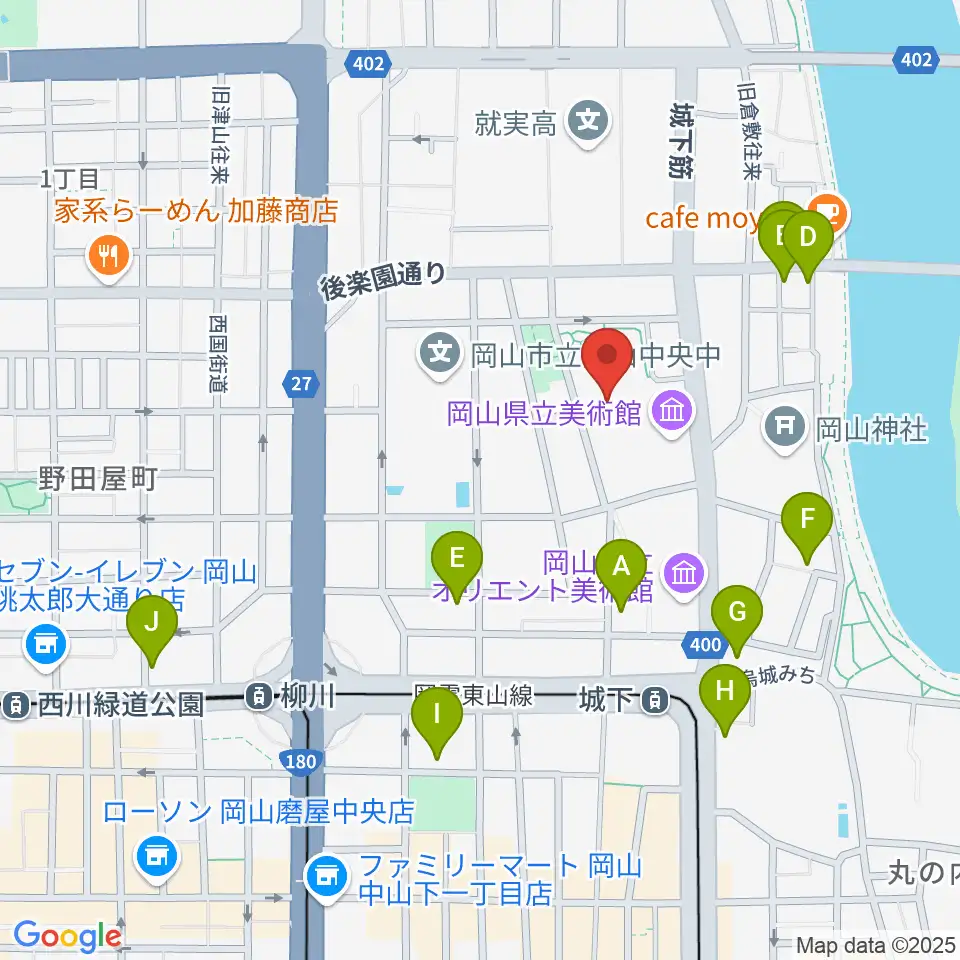 岡山県天神山文化プラザ周辺のホテル一覧地図