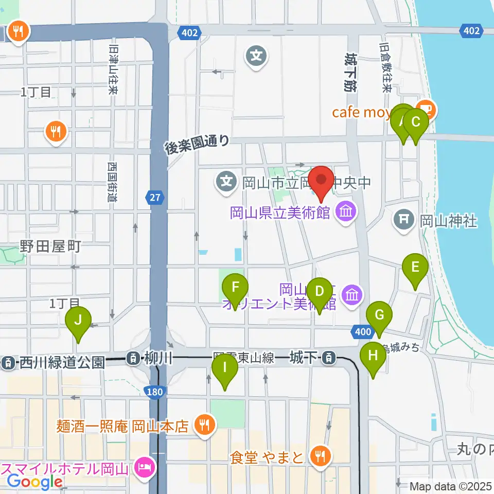 岡山県天神山文化プラザ周辺のホテル一覧地図