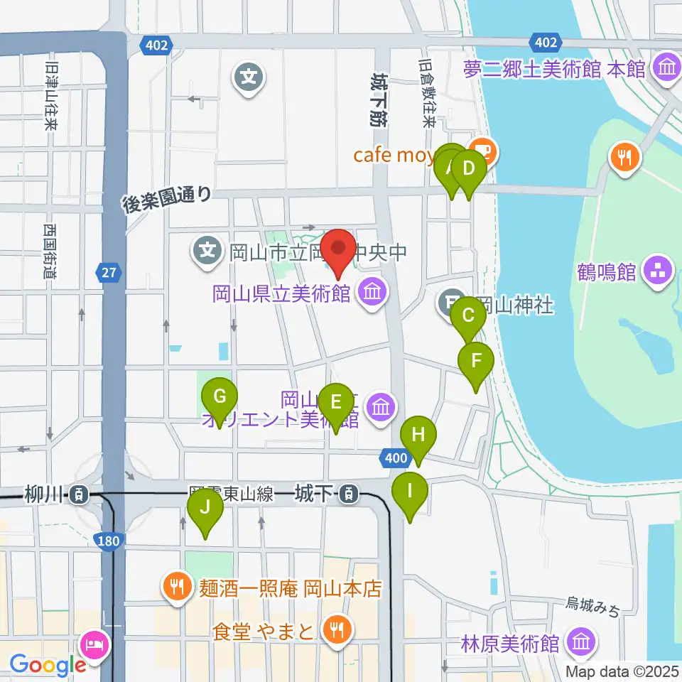 岡山県天神山文化プラザ周辺のホテル一覧地図
