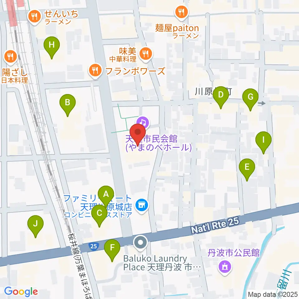 天理市民会館 やまのべホール周辺のホテル一覧地図