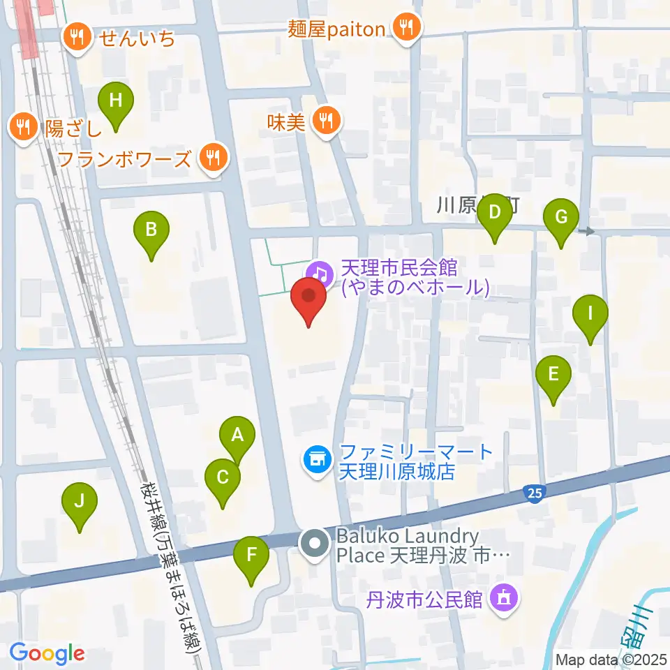 天理市民会館 やまのべホール周辺のホテル一覧地図