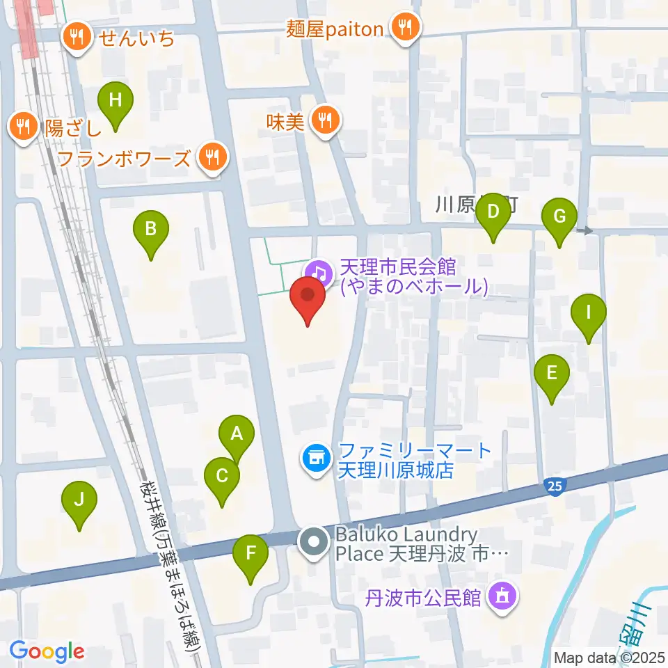 天理市民会館 やまのべホール周辺のホテル一覧地図