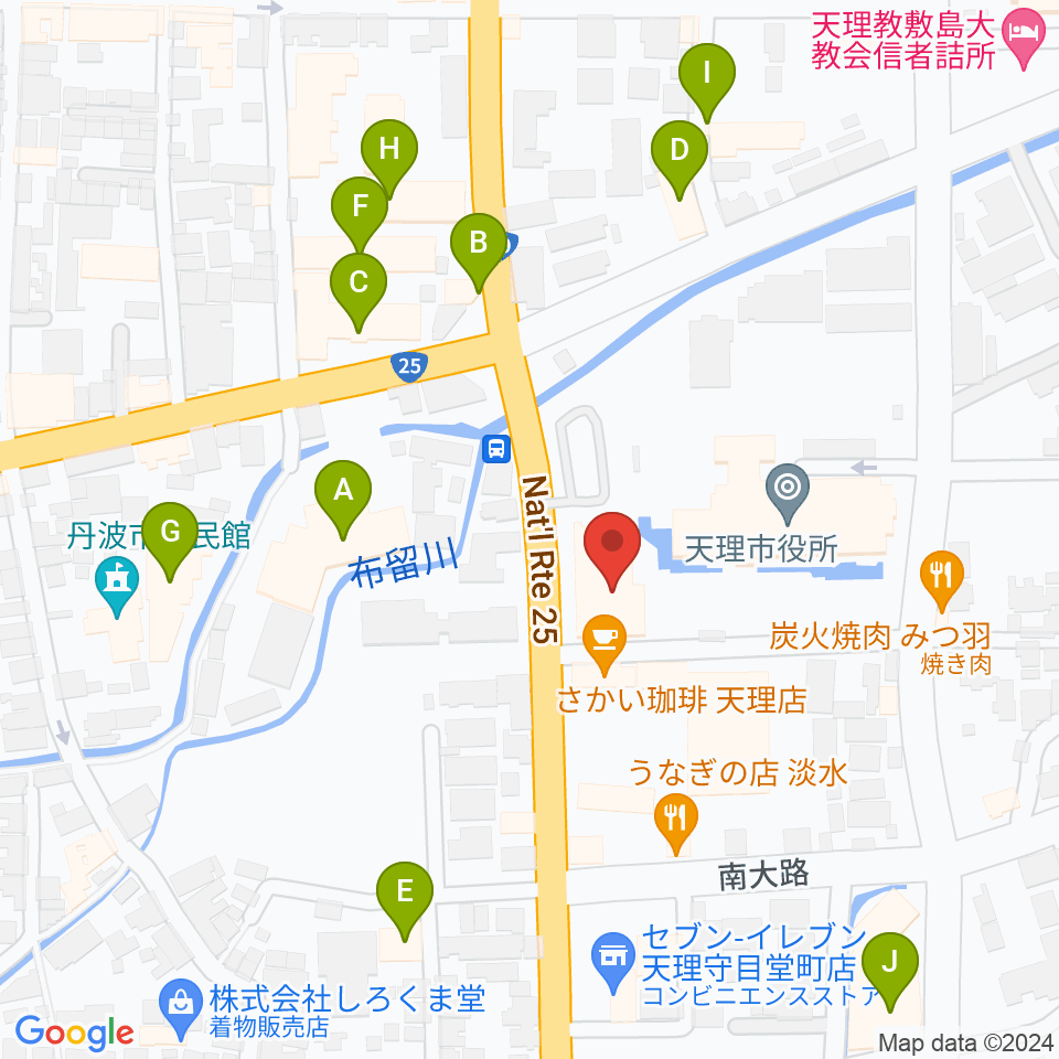 天理市文化センター周辺のホテル一覧地図