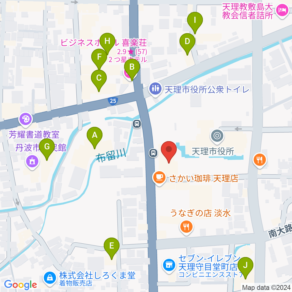 天理市文化センター周辺のホテル一覧地図