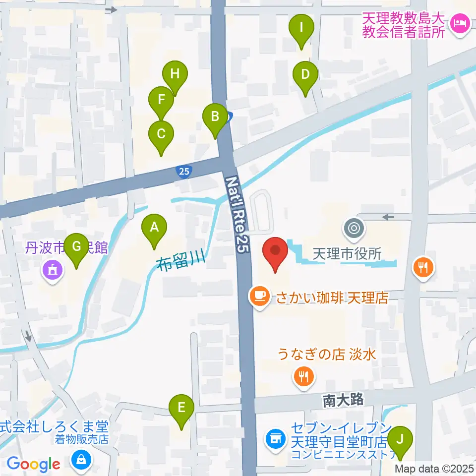 天理市文化センター周辺のホテル一覧地図