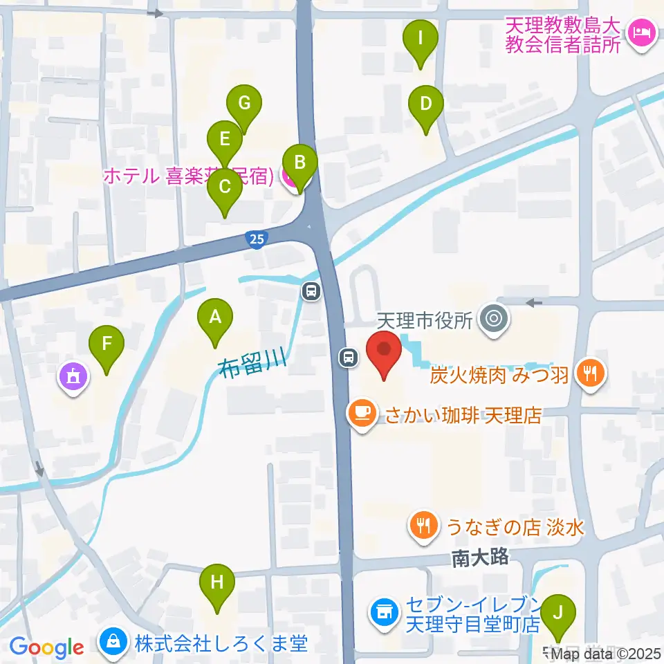 天理市文化センター周辺のホテル一覧地図