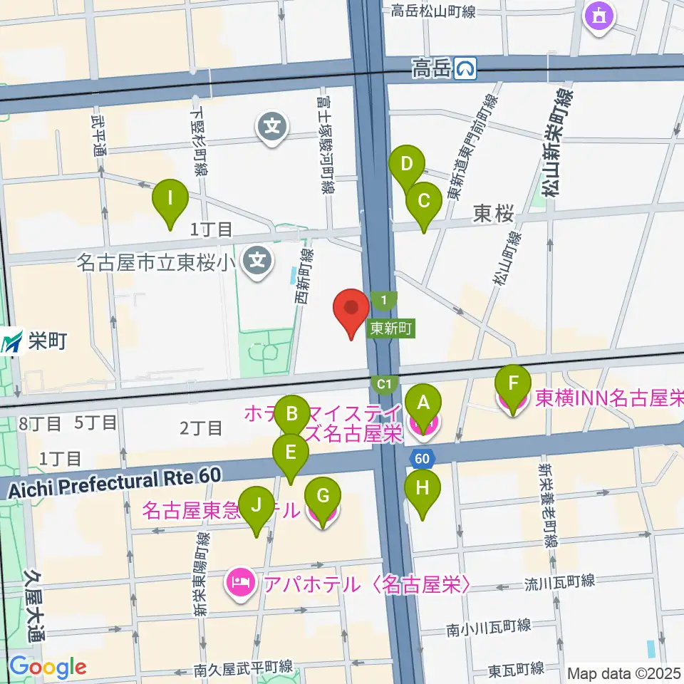 テレピアホール周辺のホテル一覧地図