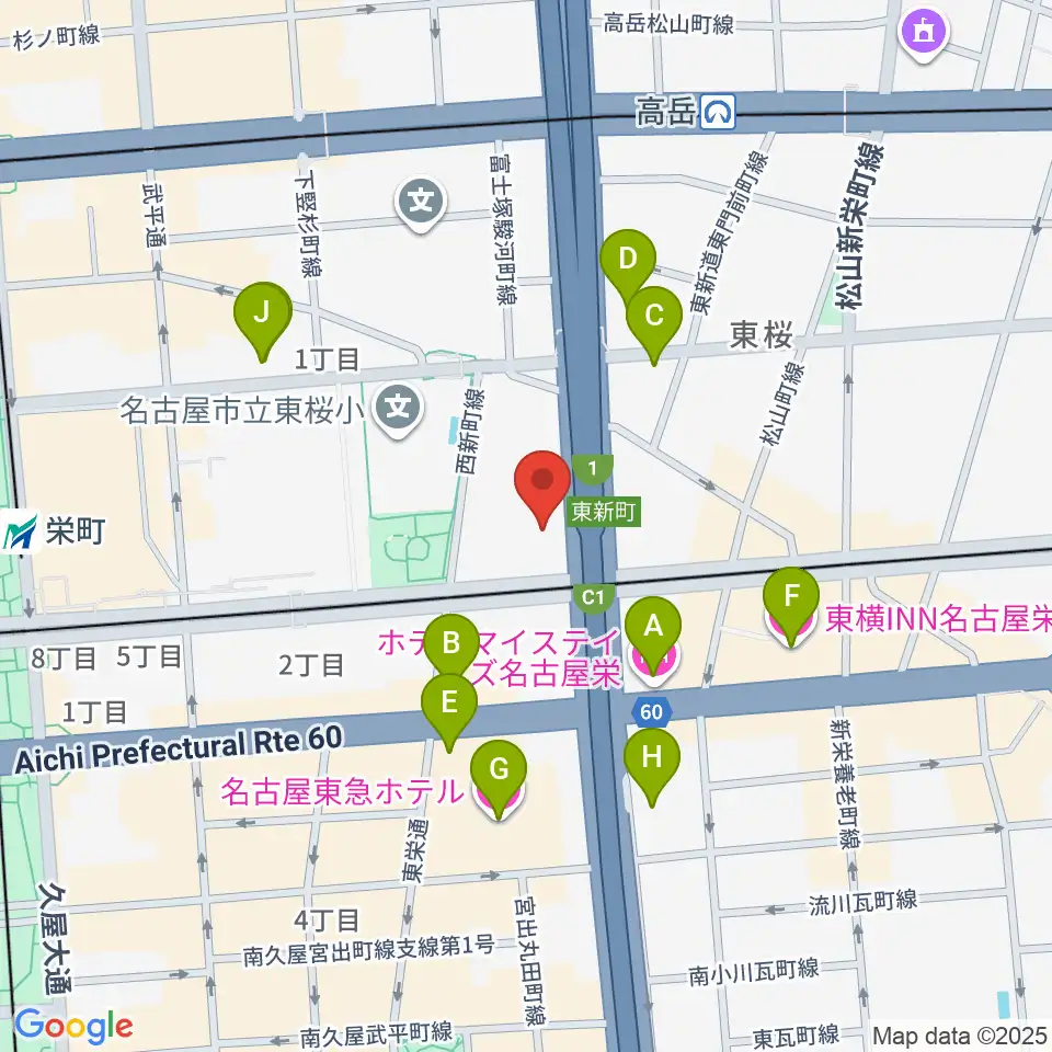 テレピアホール周辺のホテル一覧地図