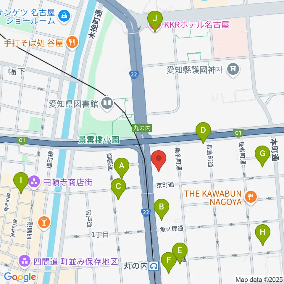 東建ホール・丸の内周辺のホテル一覧地図