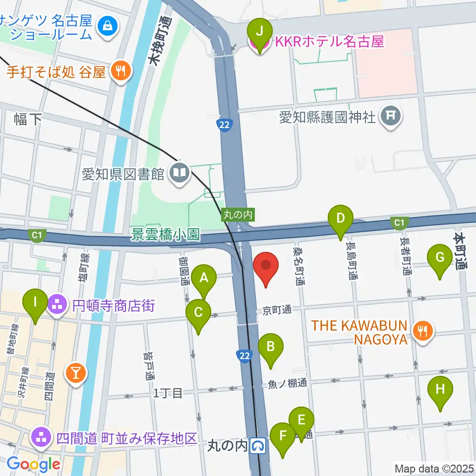 東建ホール・丸の内周辺のホテル一覧地図