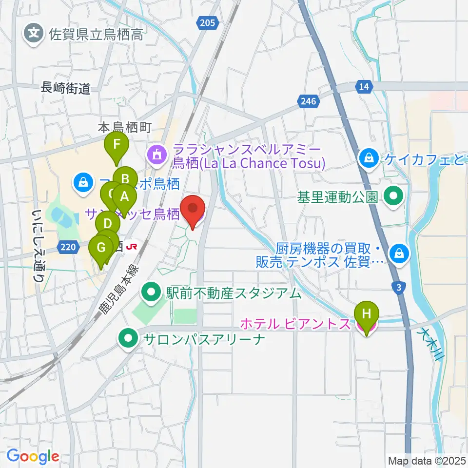 サンメッセ鳥栖周辺のホテル一覧地図