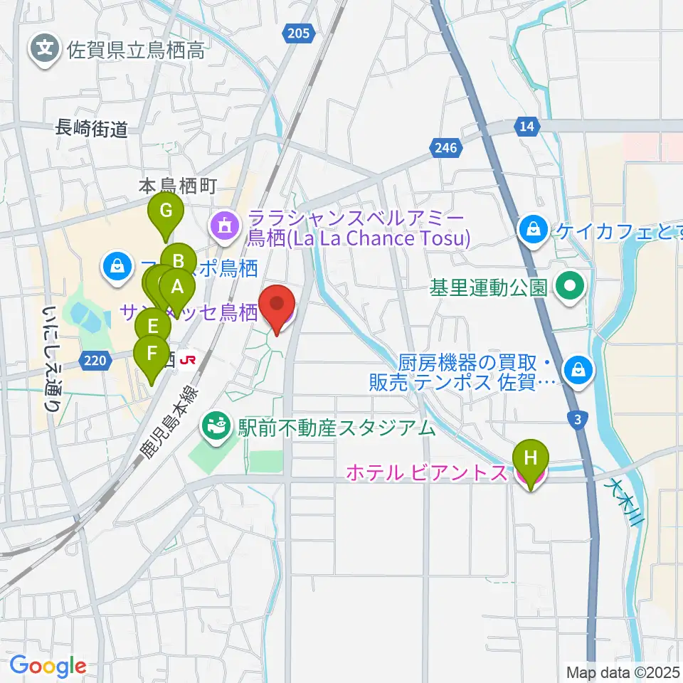サンメッセ鳥栖周辺のホテル一覧地図