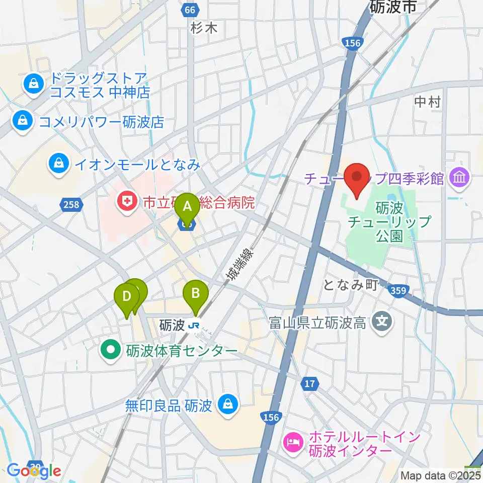 砺波市文化会館周辺のホテル一覧地図
