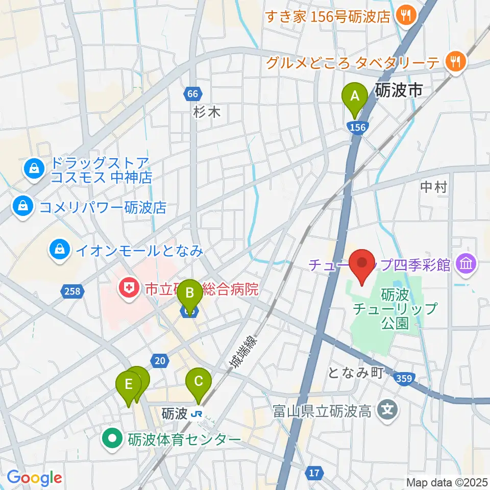 砺波市文化会館周辺のホテル一覧地図