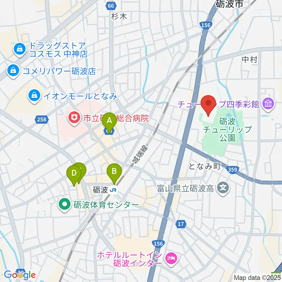 砺波市文化会館周辺のホテル一覧地図