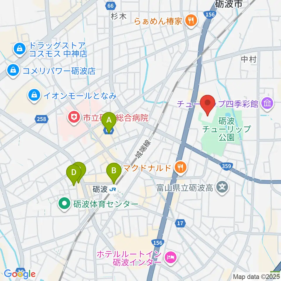 砺波市文化会館周辺のホテル一覧地図