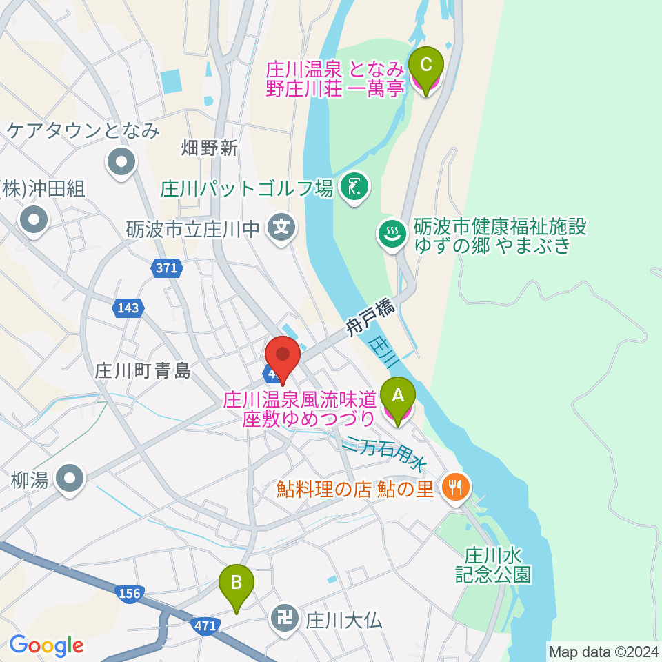 庄川生涯学習センター周辺のホテル一覧地図