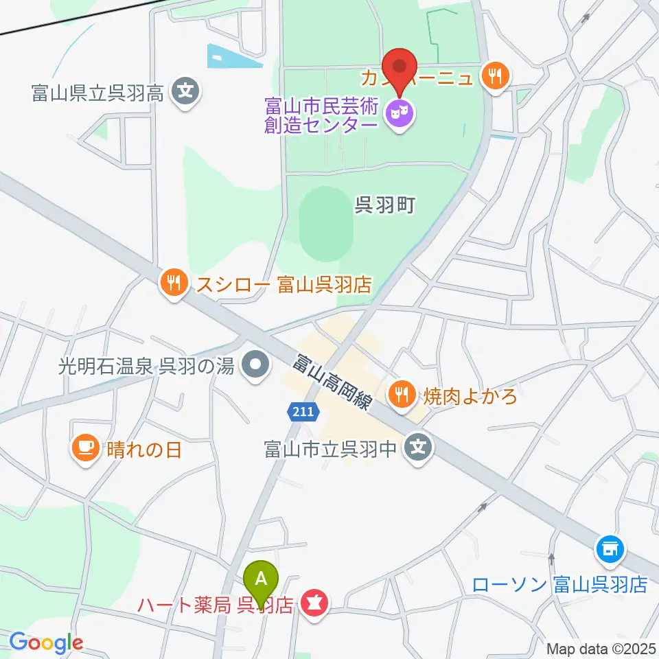 富山市民芸術創造センター周辺のホテル一覧地図