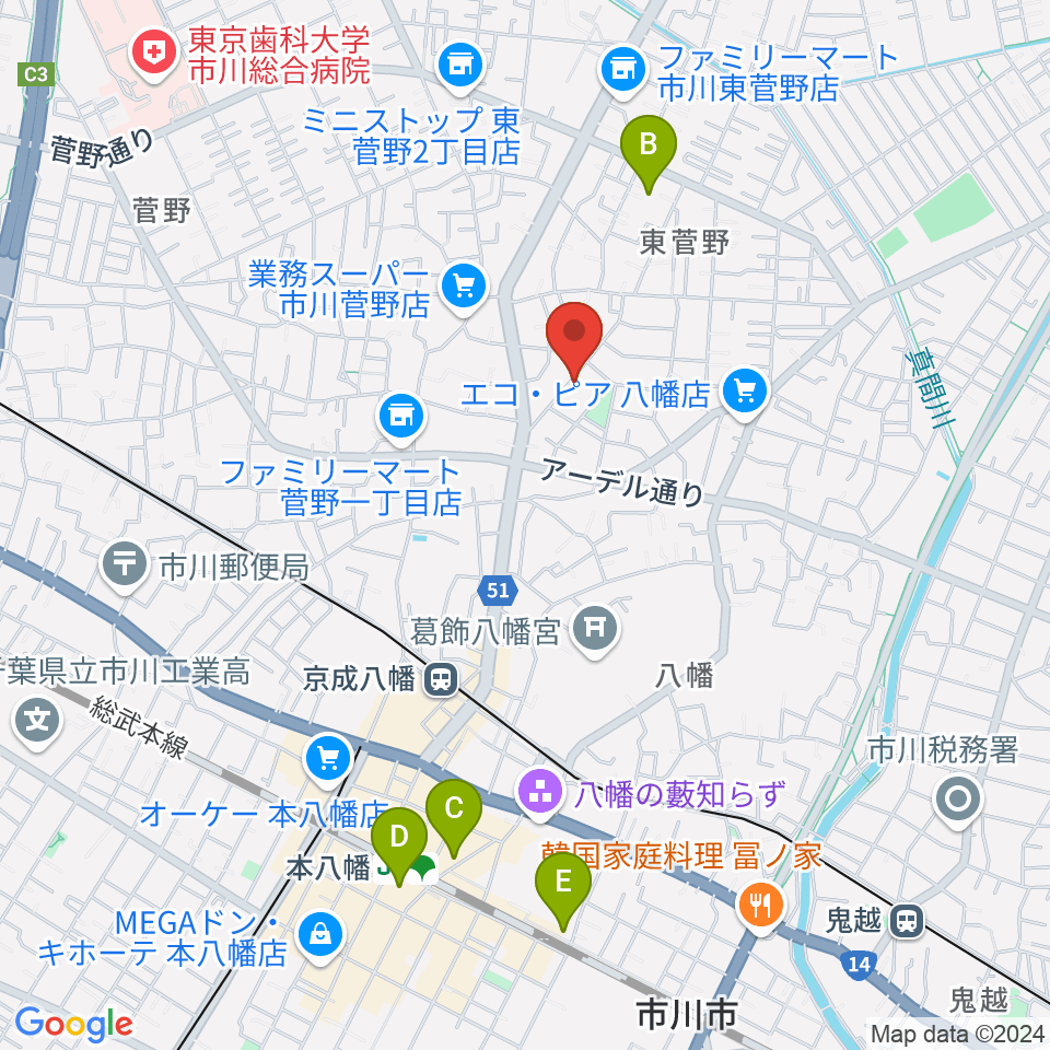 長尾音楽スタジオ周辺のホテル一覧地図