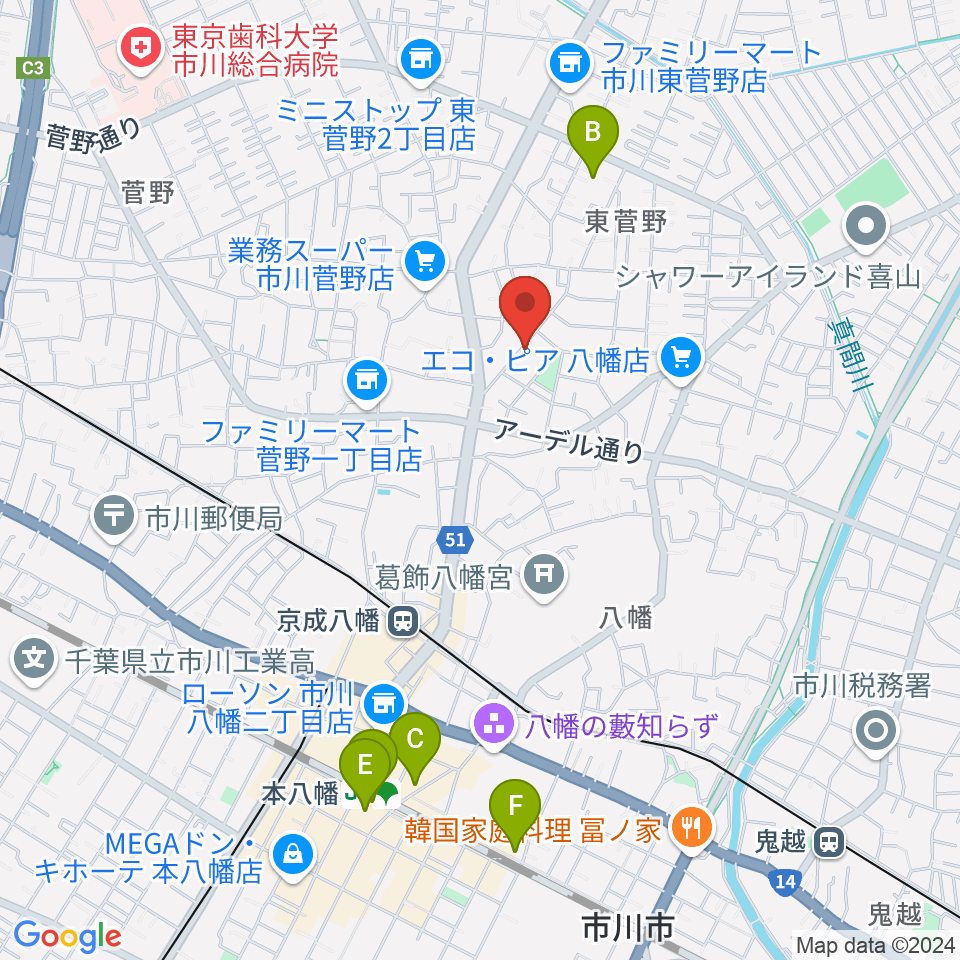 長尾音楽スタジオ周辺のホテル一覧地図