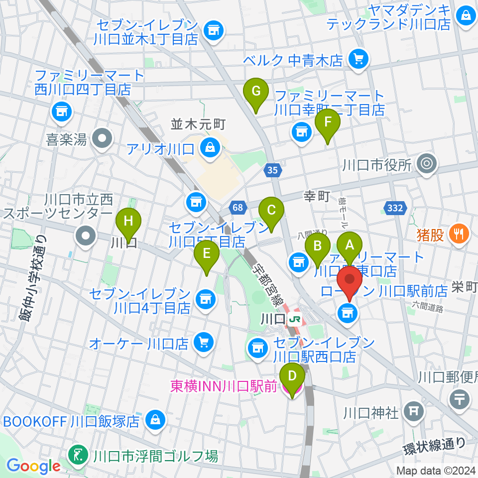 柏屋楽器 柏屋ミュージックサロン周辺のホテル一覧地図