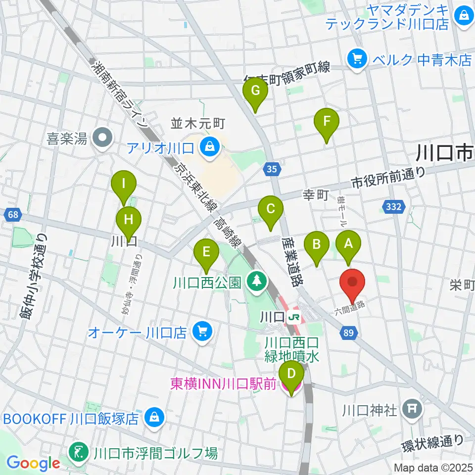 柏屋楽器 柏屋ミュージックサロン周辺のホテル一覧地図