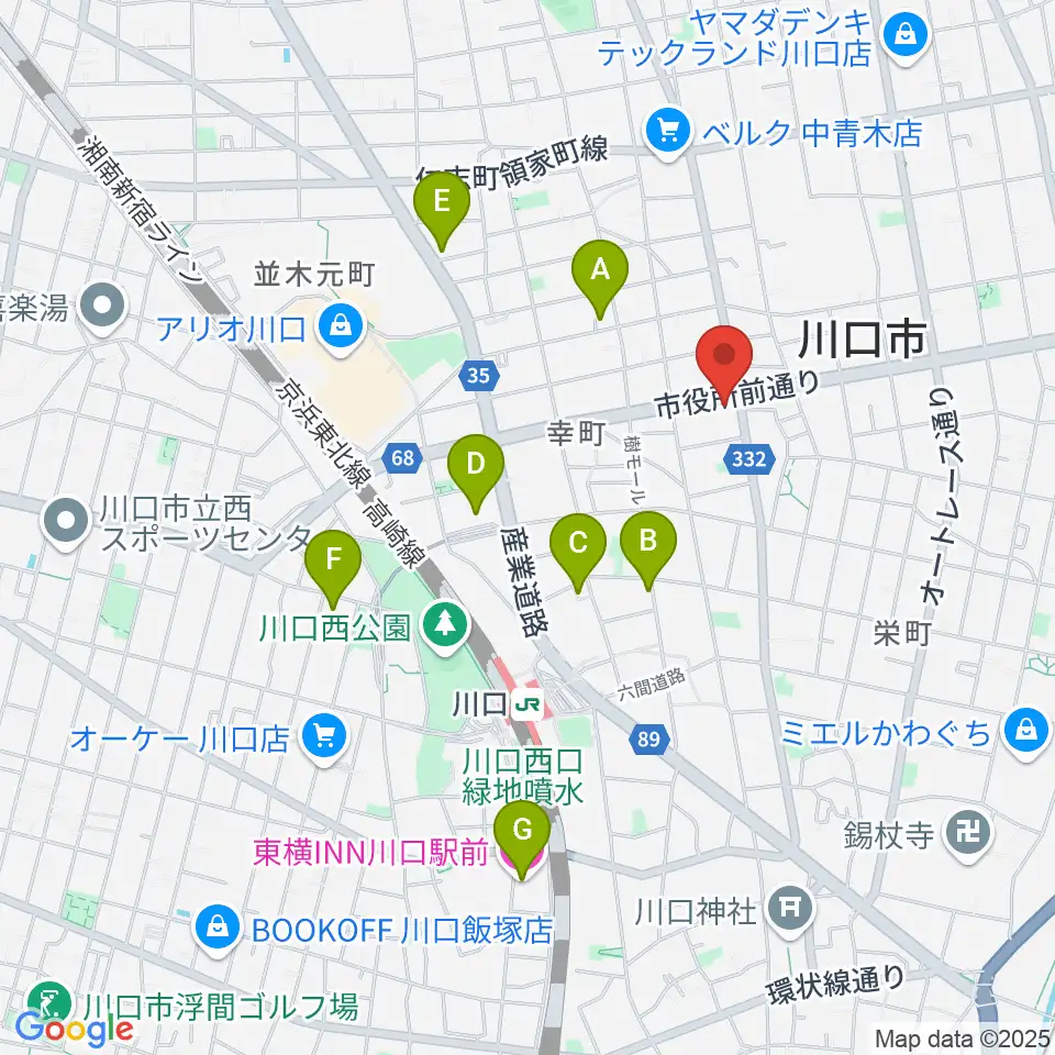 柏屋楽器 川口ミュージックプラザ周辺のホテル一覧地図