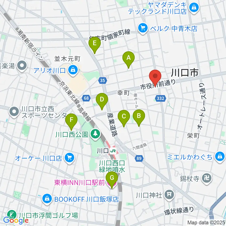 柏屋楽器 川口ミュージックプラザ周辺のホテル一覧地図